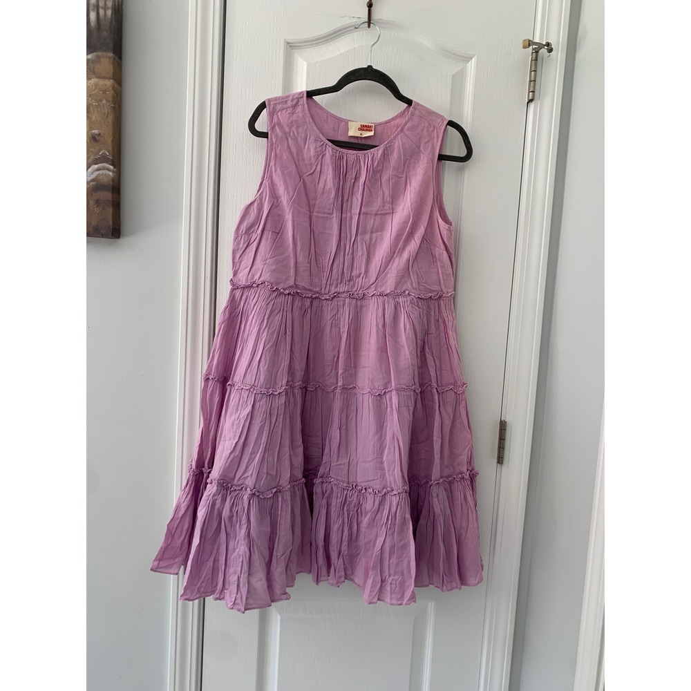Samant Chauhan Purple Tiered Babydoll Dress Sleeveless Ruffle Mini Lavender S